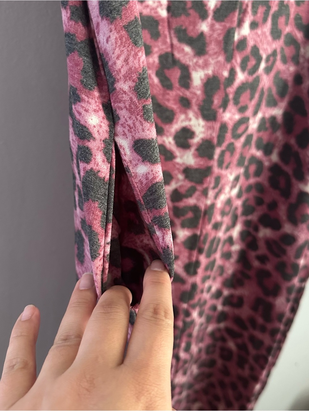 Zenana 1X pink leopard print maxi dress short sleeve cheetah - Picture 4 of 6